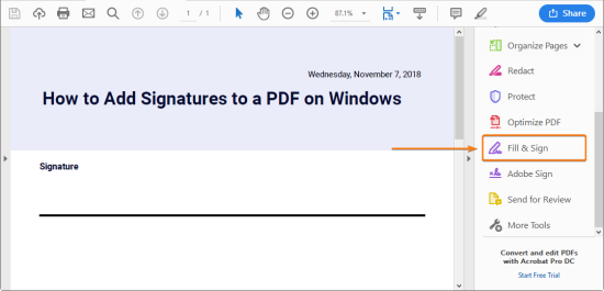 Chèn chữ ký vào file PDF Adobe Reader trên máy tính