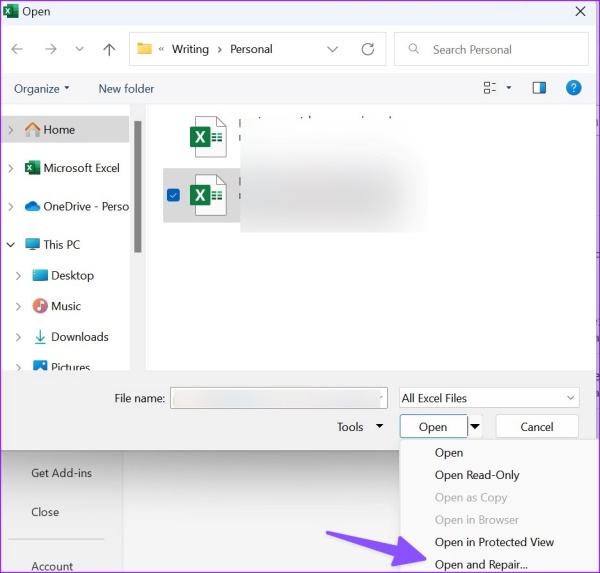 Sửa file Excel bằng File Explorer