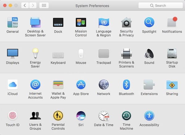 Mở System Preferences trên Macbook