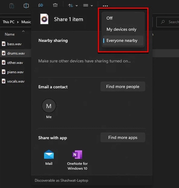 Sử dụng Nearby Sharing trên Windows 11